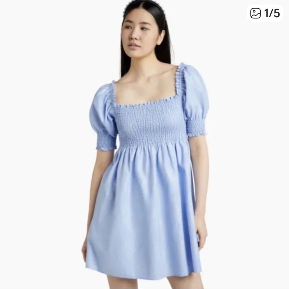 Hill House Light Blue Athena Metallic Nap Mini Dress